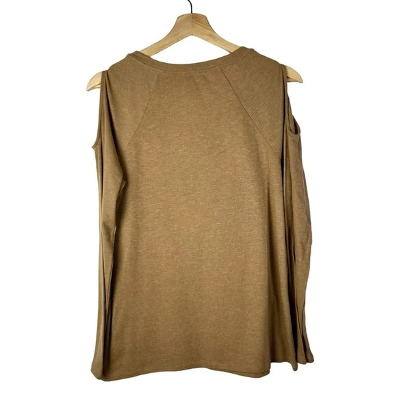 Lisa Rinna Camel Brown Cold Shoulder Long Sleeve S - Picture 2 of 4